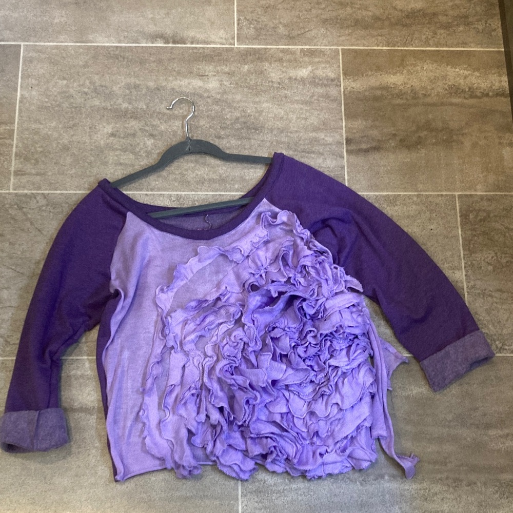 Hand Crafted Purple Ruffle Top - Picture 6 of 11